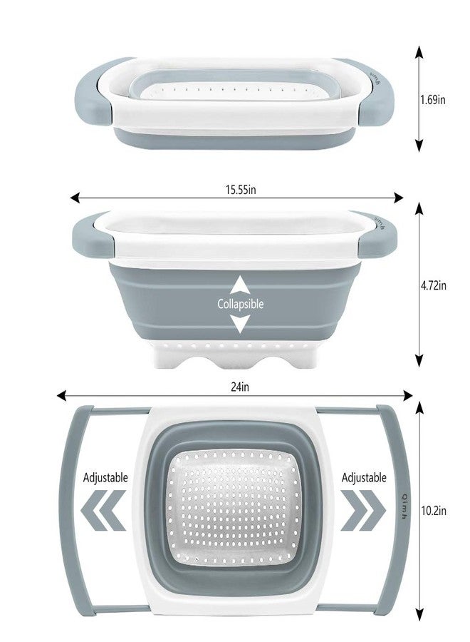 Qimh Collapsible Colander | Over The Sink Silicone Kitchen Strainers and Colanders with Extendable Handles | Veggies, Fruit and Pasta Foldable Strainer for Kitchen, 6-Quart, BPA Free - Image 3
